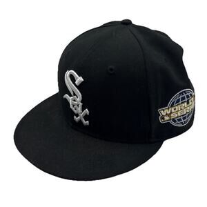 Size 7 1/8. - Black Chicago White Sox 2005 World Series Lefty Patch Fitted Cap